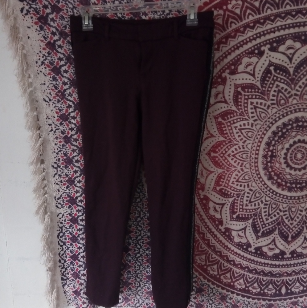 Plum purple Pixie cut capris with glitter stripes